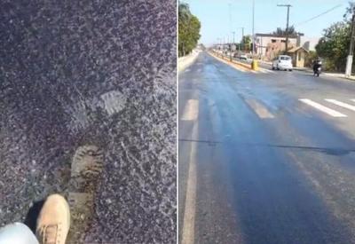 Asfalto 'derrete' em meio a calor de 40ºC em Santa Catarina; veja vídeo