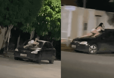 Mulher se agarra a capô de carro para impedir marido de fugir com filha