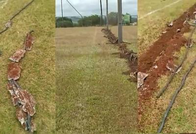 Ladrões escavam campo de futebol para roubar fiação de cobre