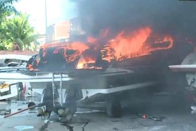 Incêndio destrói pelo menos 15 lanchas de estaleiro em Salvador