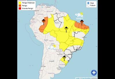 Chuvas intensas atingem Nordeste, Norte e Centro-Oeste do Brasil, alerta Inmet