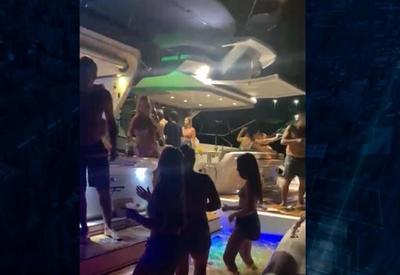 Jovens são flagrados fazendo festa em lancha que pertence a cantor sertanejo