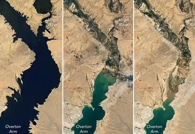Aquecimento global: satélite mostra represa quase seca nos EUA