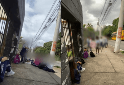  Van escolar abandona crianças de 9 e 10 anos na calçada em Barueri (SP)