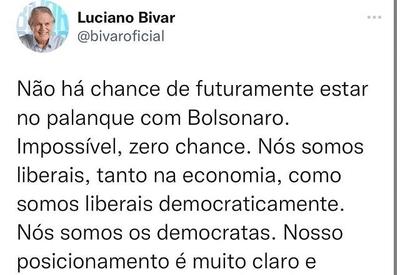Bivar escreve que não há chance de estar no palanque com Bolsonaro e apaga