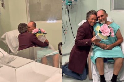 No Dia dos Namorados, paciente sai da UTI e faz surpresa para esposa; veja vídeo