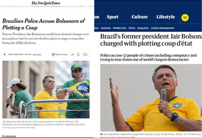 Imprensa internacional repercute indiciamento de Bolsonaro por tentativa de golpe em 2022