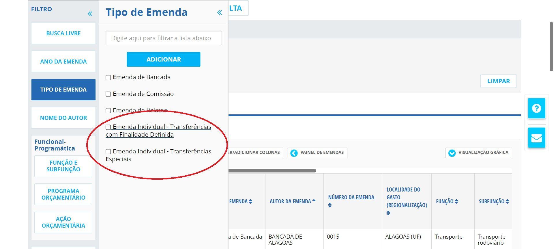 Tela do Portal da Transparência