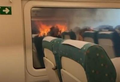Trem rodeado por fogo: onda de calor castiga Europa