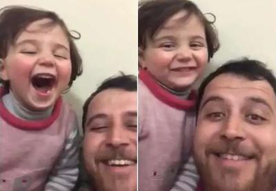 Vídeo: Pai cria "jogo" para que filha não sinta medo de bombardeios