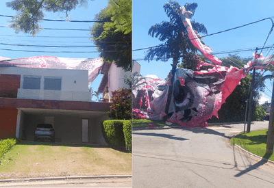 Vídeo: Balão cai sobre casas em condomínio de Alphaville, região metropolitana de SP