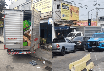 Caminhão com carga roubada bate em bar durante fuga de criminosos no Rio