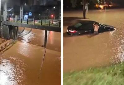 Motorista fica ilhado e é resgatado por população em Sorocaba (SP)