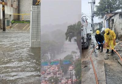 Chuva no Grande Recife tem ruas alagadas, morte por choque e alerta máximo