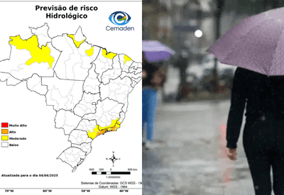 Sudeste tem alerta de risco muito alto para desastres naturais com previsão de chuvas no final de semana