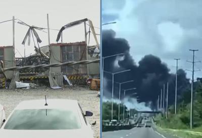 Incêndio destrói galpões de empresas na região metropolitana de Salvador 