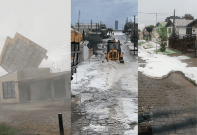 Temporal com vento e granizo causa estragos em duas cidades no RS