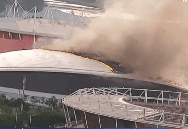 Incêndio atinge Velódromo do Parque Olímpico, no Rio de Janeiro