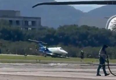Jatinho sai da pista durante pouso no Aeroporto de Jacarepaguá (RJ)
