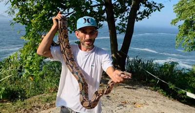 Jiboia gigante é resgatada por salva-vidas na Zona Sul do Rio