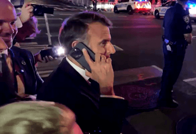 VÍDEO: Macron é "barrado" em rua dos EUA e liga para Trump