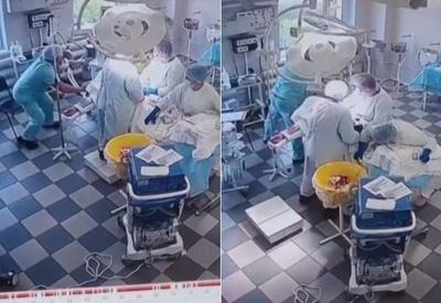 Médicos seguram paciente em cirurgia durante terremoto na Rússia