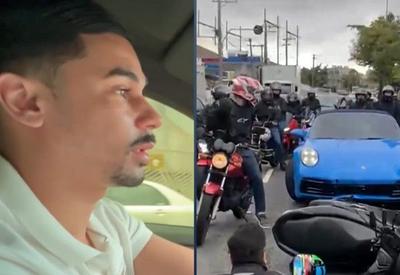 Influenciador MK Bernardino tenta fugir após derrubar motociclista com carro de luxo em SP