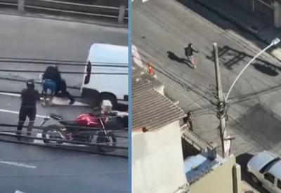 Motorista reage a assalto e troca tiros perto de shopping no RJ 