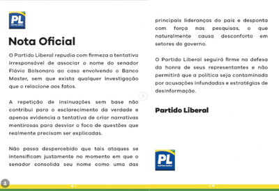 PL reage a “BolsoMaster” e diz que desempenho de Flávio Bolsonaro causa desconforto no governo