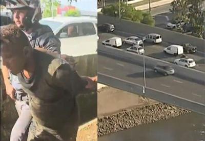 Criminoso é preso após roubar veículo e pular no Rio Tietê, em São Paulo