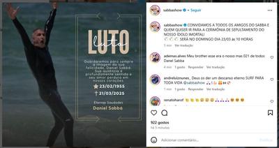 Morre surfista e apresentador Daniel Sabbá
