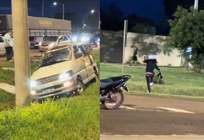 Carro carregado com maconha é saqueado após capotar no Paraguai