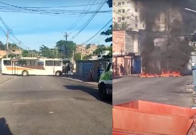Criminosos usam ônibus como barricada durante confronto com a PM no Rio de Janeiro