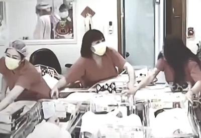 VÍDEO: Enfermeiras tentam proteger bebês durante terremoto em Taiwan