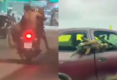 Vídeo: cavalos são flagrados sendo levados em moto e no banco de trás de carro no RJ