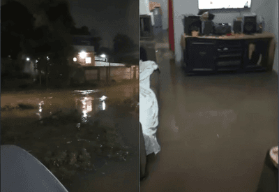 Tubulação estoura em Nova Iguaçu e água invade casas 