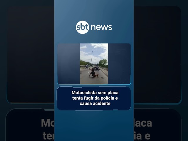 Motociclista sem placa tenta fugir da polícia e causa acidente no RJ | #SBTManha
