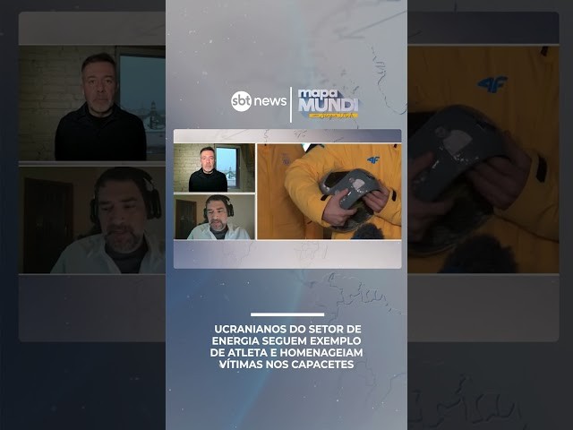 Ucranianos do setor de energia seguem atleta e homenageiam vítimas nos capacetes