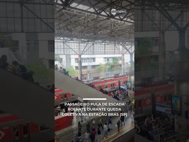Passageiro pula de escada rolante durante queda coletiva na estação Brás, em SP