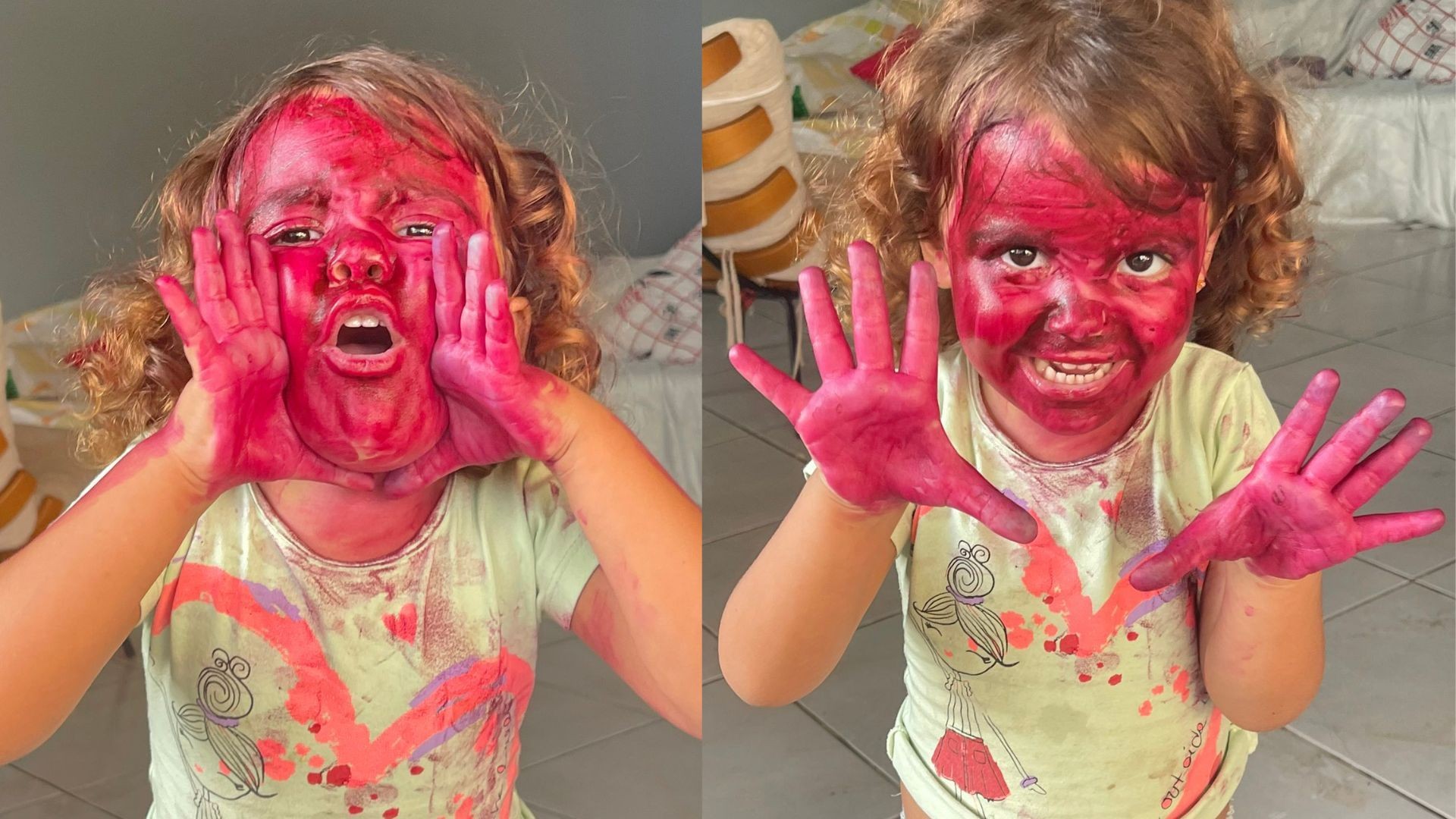 Imagem da noticia Menina pinta o rosto de batom e mãe desabafa nas redes sociais: "Deus nos proteja"
