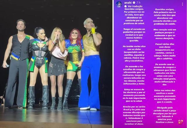 Imagem da noticia Anahí abandona show do RBD em SP após crise renal: "Infecção grave"