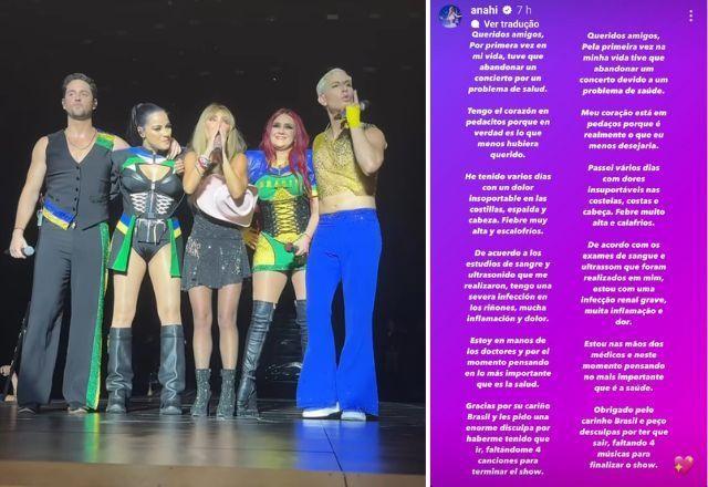 Anahí abandona show do RBD em SP após crise renal: "Infecção grave"