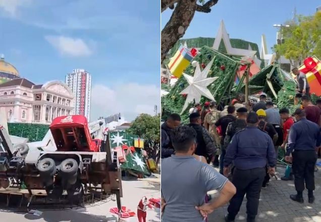 Imagem da noticia Acidente com guindaste e árvore de Natal em Manaus deixa uma pessoa morta