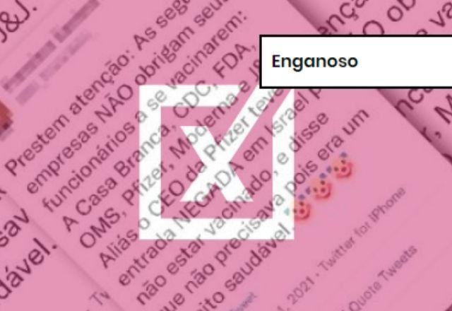 Imagem da noticia ENGANOSO: Post engana ao afirmar que empresas não exigem vacinação e que CEO da Pfizer não se imunizou