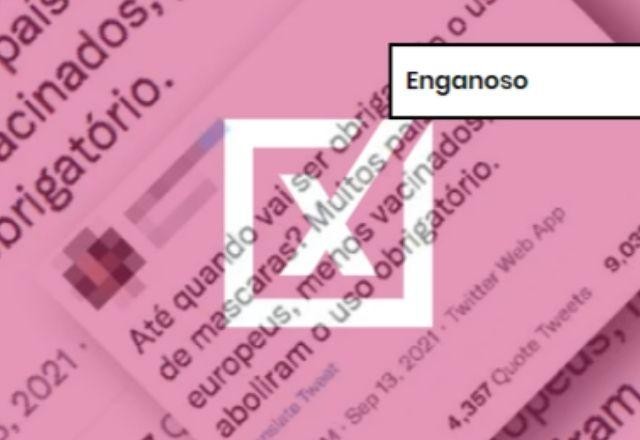 Imagem da noticia ENGANOSO: Maioria dos países europeus com taxa de vacinados igual ou inferior ao Brasil recomenda uso de máscara