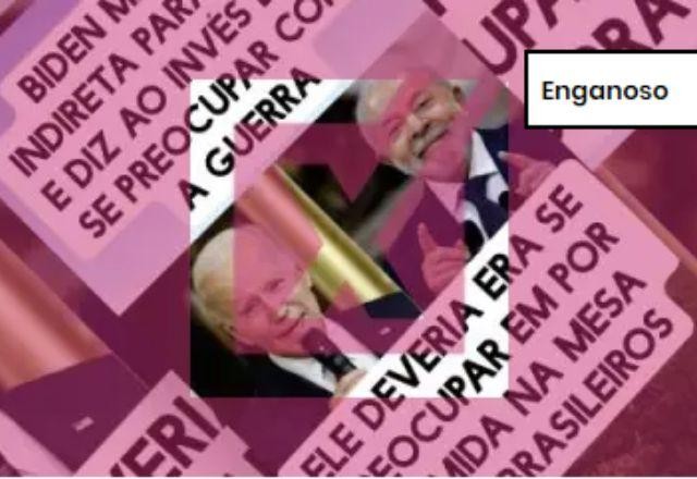 Imagem da noticia ENGANOSO: Biden não disse que Lula deveria se preocupar com comida para brasileiros em vez da guerra