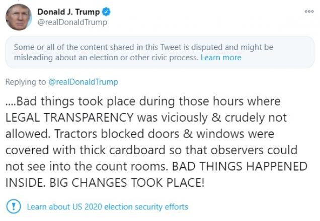 Imagem da noticia Trump contesta lisura do processo eleitoral pelas redes sociais