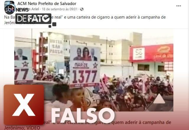 FALSO: PT não deu R$ 20 e cigarro em troca de apoio a Jerônimo