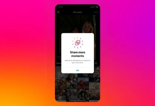 Instagram permite subir 20 fotos e vídeos por publicação