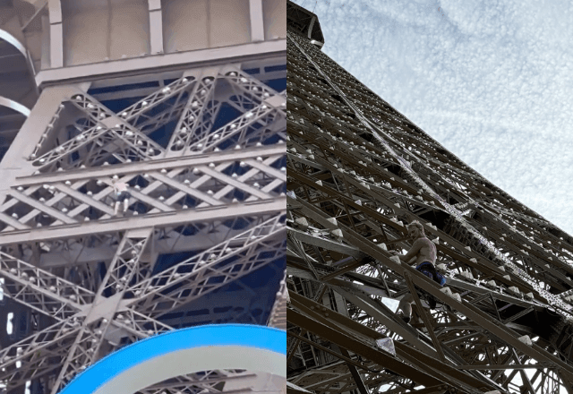 Homem é detido após tentar escalar Torre Eiffel horas antes da cerimônia de encerramento das Olimpíadas